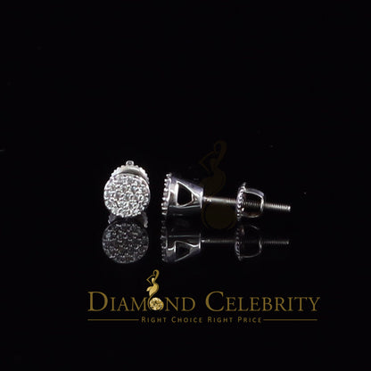 DiamondCelebritees  925 White Silver Aretes Para Hombre 0.30ct Cubic Zirconia Women's Round Earrings