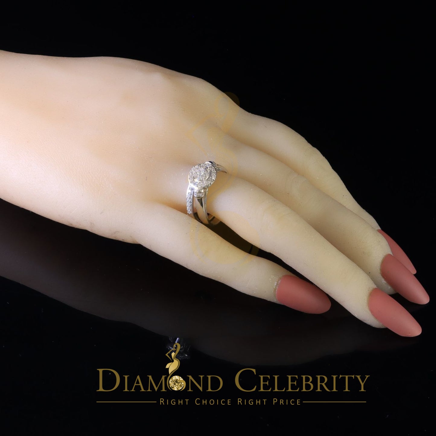 DiamondCelebritees 925 Women's White Silver 1.25ct CZ Round shape 2pcs Bridal /Engagement Ring SZ 7
