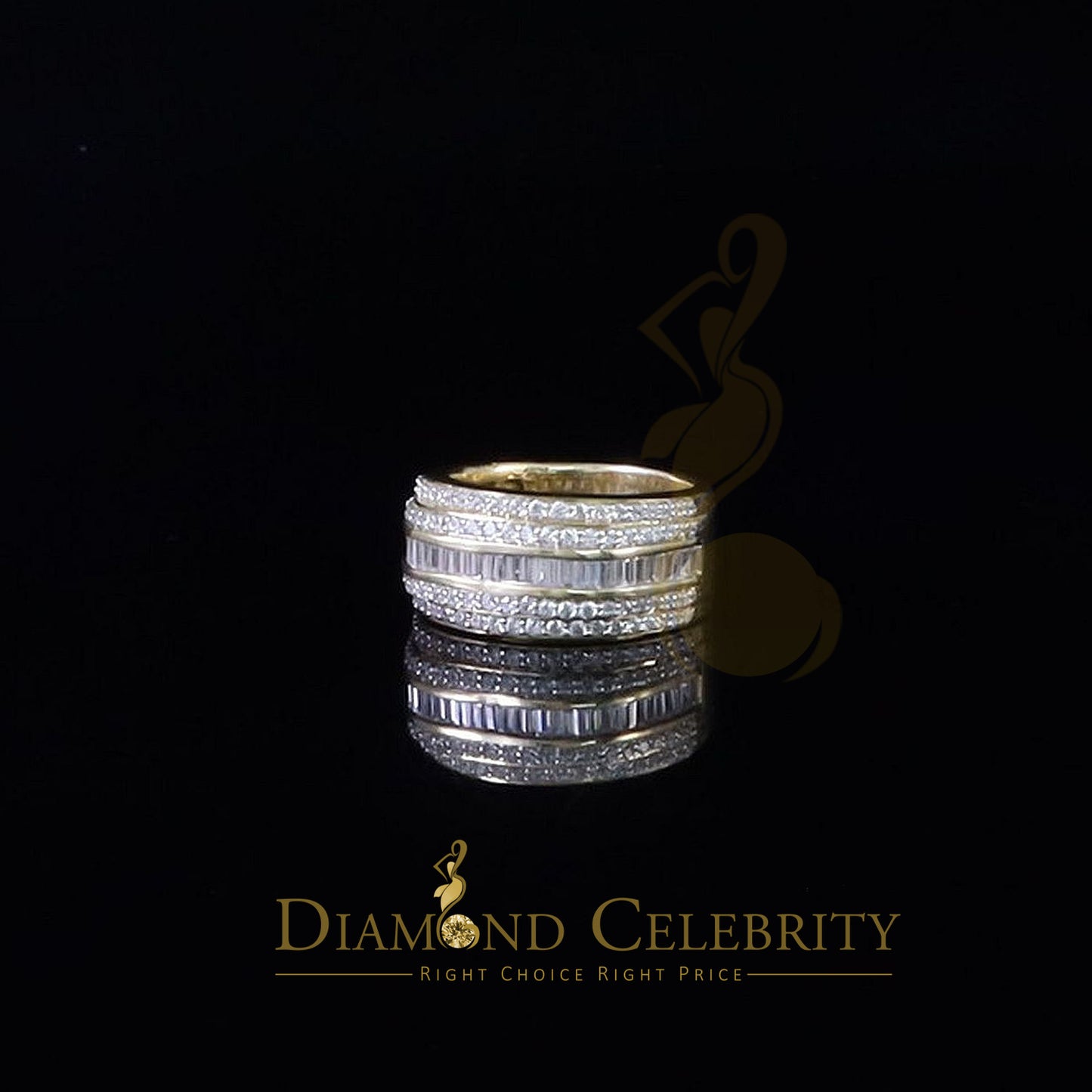 DiamondCelebritees Sterling Yellow Silver 4.50ct Cubic Zirconia ROUND Band Men's Ring Size 8.5