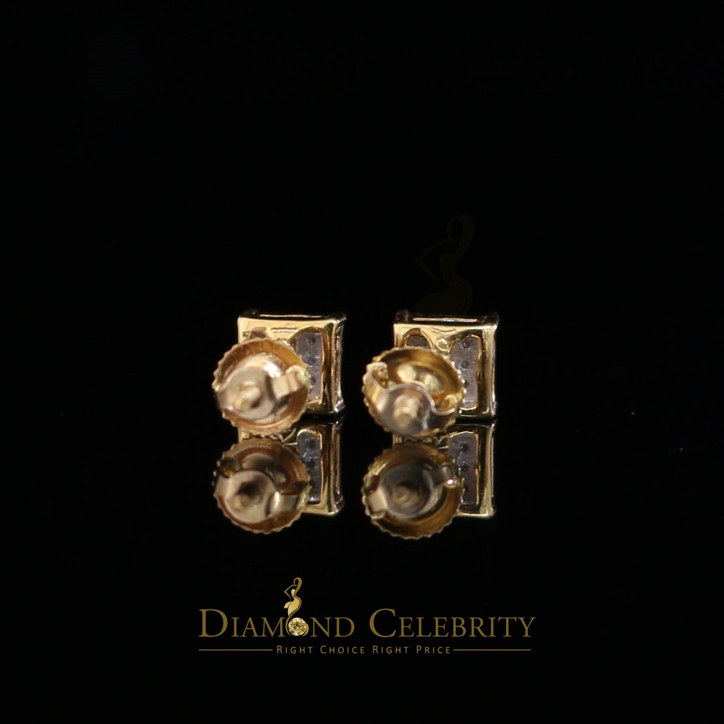 DiamondCelebritees 10K Real Yellow Gold with 0.05CT Real Micro Diamond Men's/Women's Stud Earring