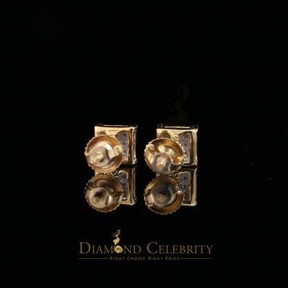 DiamondCelebritees 10K Real Yellow Gold with 0.05CT Real Micro Diamond Men's/Women's Stud Earring