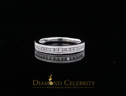 DiamondCelebritees Real 14kt White Gold with 0.20 CT Real Diamond Band Round Shape Ring Size 7