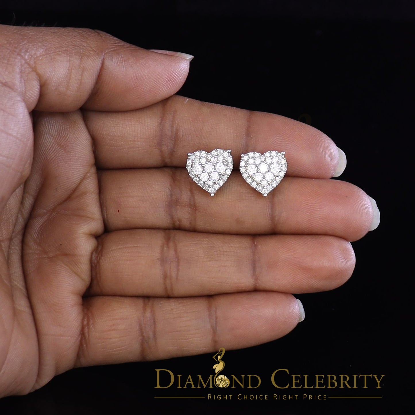 DiamondCelebritees  925 Sterling Yellow Silver 1.64ct Cubic Zirconia Heart Women's Stud Earrings