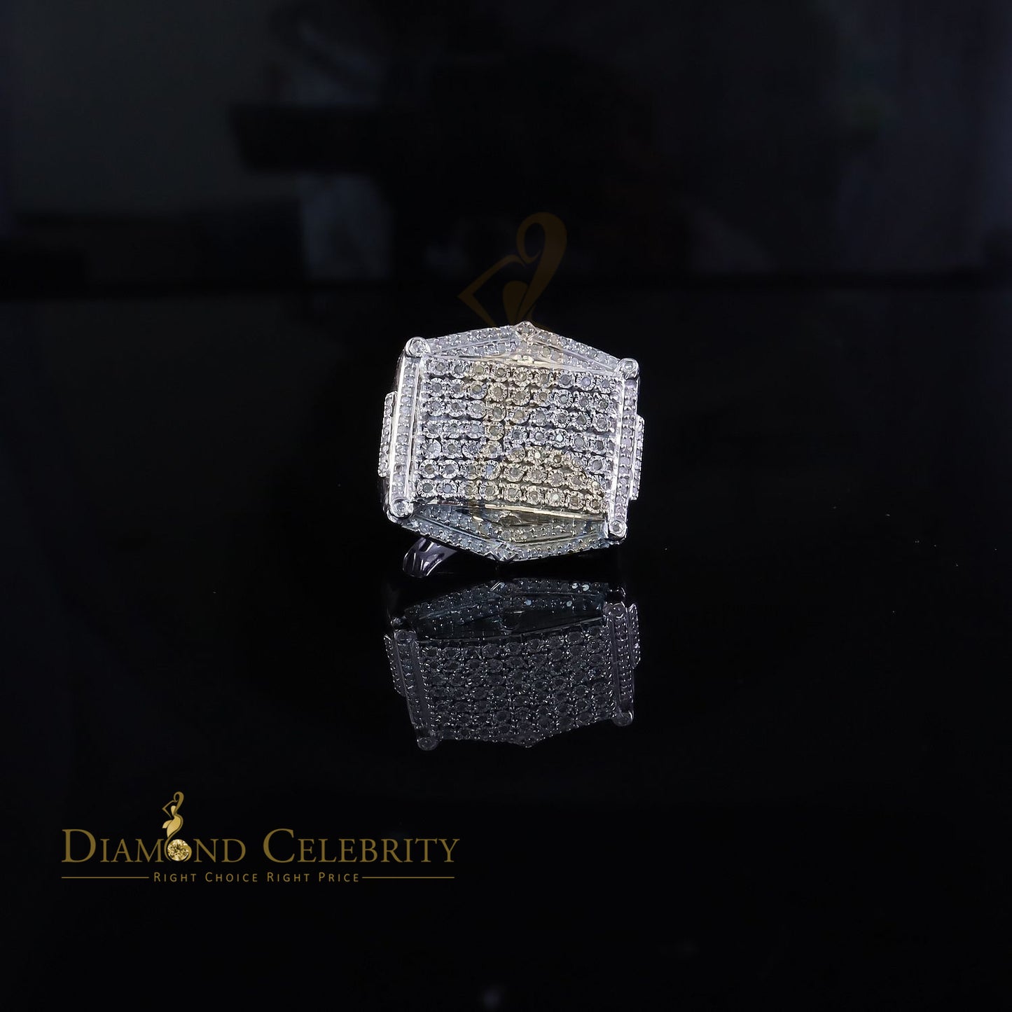Big Mirage Set 0.66ct Real Diamond 925 White Silver Square Men's Ring Size 10