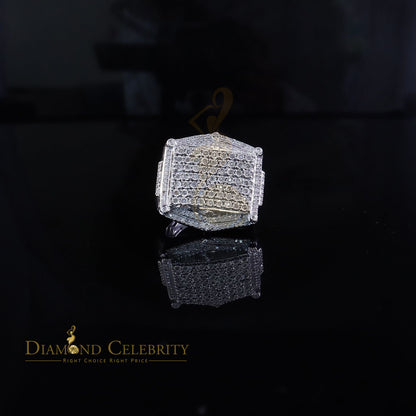Big Mirage Set 0.66ct Real Diamond 925 White Silver Square Men's Ring Size 10