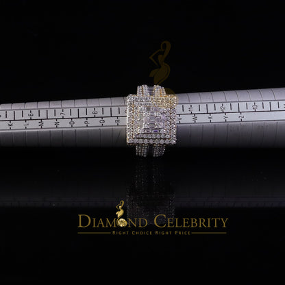DiamondCelebritees 925 Yellow Silver 5.00ct VVS 'D' Moissanite Stone Men's for Square Rings Size 10