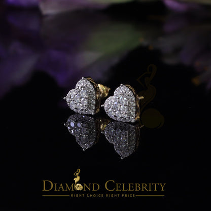 DiamondCelebritees Genuine 1.10ct Vvs 'D' Color Moissanite Heart Earring 10k Real Yellow Gold
