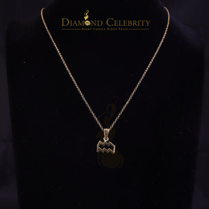 DiamondCelebritees 0.50ct Cubic ZirconiaYellow Silver AQUARIUS FEBRUARY Month Pendant Men & Women