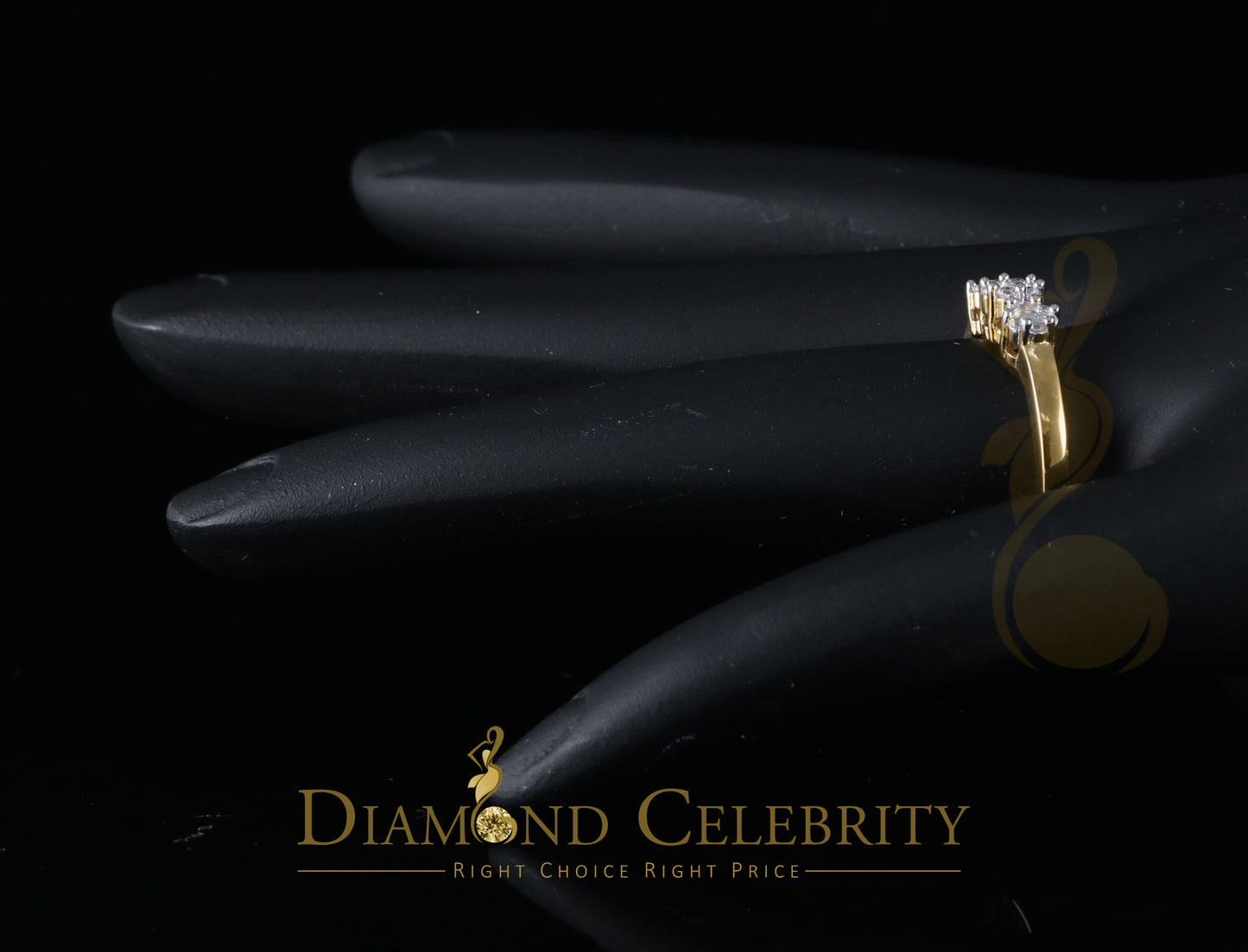 DiamondCelebritees 925 Yellow Silver Cubic Zirconia 1.25 ct Past Present Future Womens Ring Size 6
