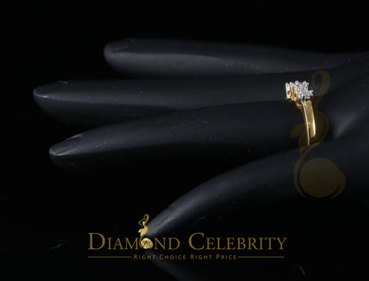 DiamondCelebritees 925 Yellow Silver Cubic Zirconia 1.25 ct Past Present Future Womens Ring Size 6