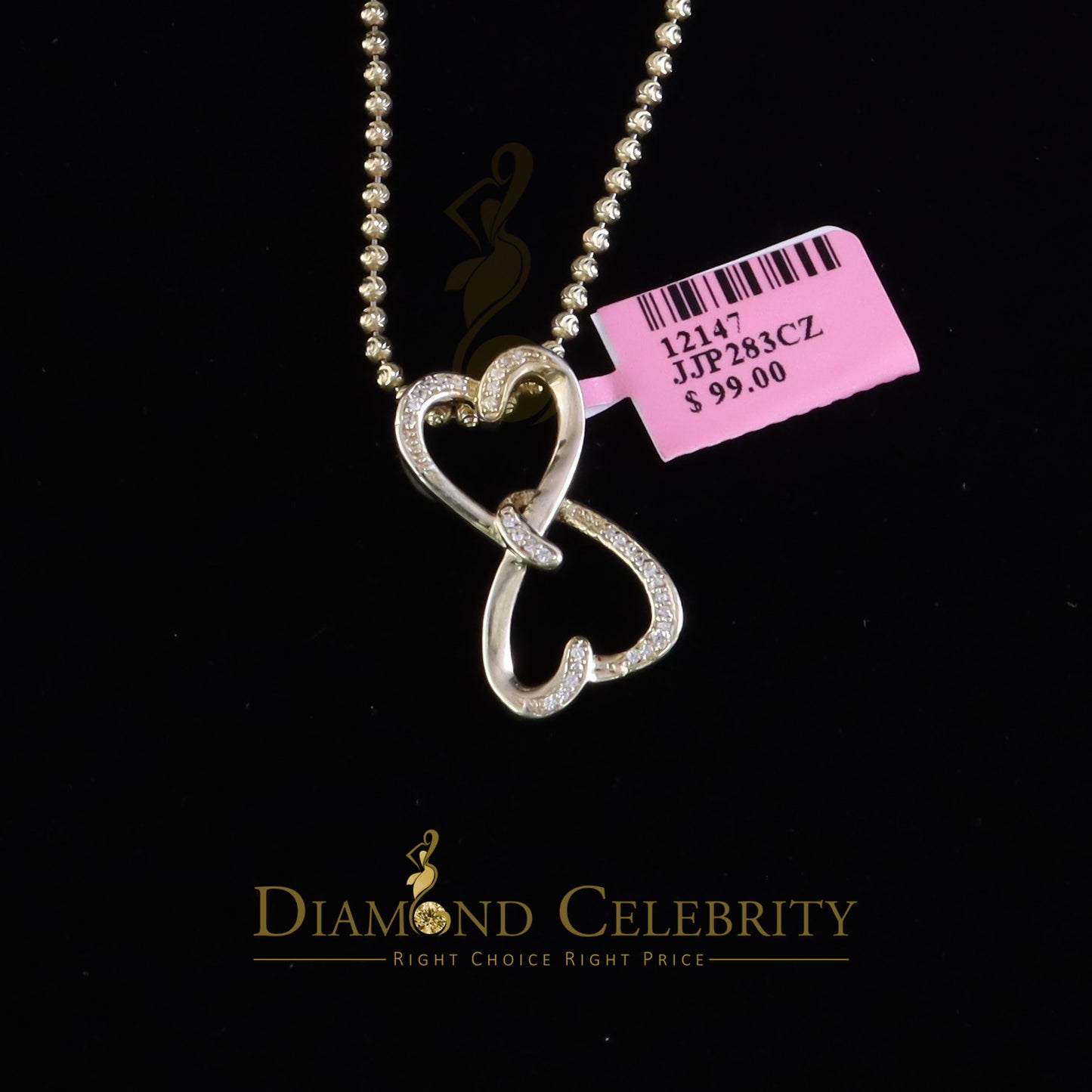 DiamondCelebritees 925 Sterling Yellow Silver Heart Fashion Pendant with 0.00ct Cubic Zirconia