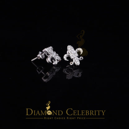 DiamondCelebritees  White 0.35ct Cubic Zirconia 925 Silver Men's & Women's Fleur de Lis Earrings