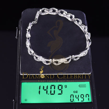 Diamondcelebritees 925 Sterling Silver White 0.20CT Real Diamonds Fancy Style Bracelete Size 7''