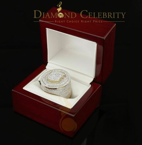 Yellow Sterling Silver11.50ct Cubic Zirconia Men Ring Gifts Size from 9.5 to 11