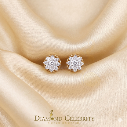 DiamondCelebritees  Yellow 925 Silver Cubic 0.14ct Zirconia Women's & Men's Hip Hop Flower Earrings