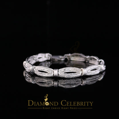 Diamondcelebritees 925 Silver Ladies White 0.20CT Genuine Diamonds Exotic Design Bracelete Size 7''