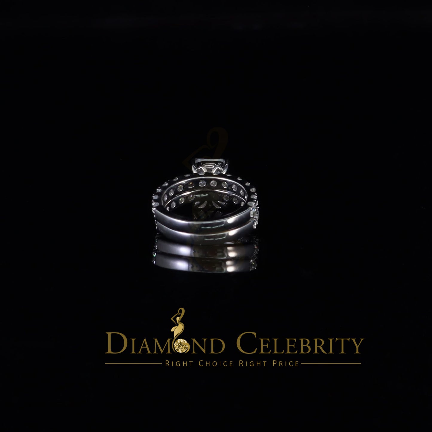 DiamondCelebritees 925 Silver Mens/Women Bridal Rings Emerald Shape Size 8 White 7.00ct Moissanite