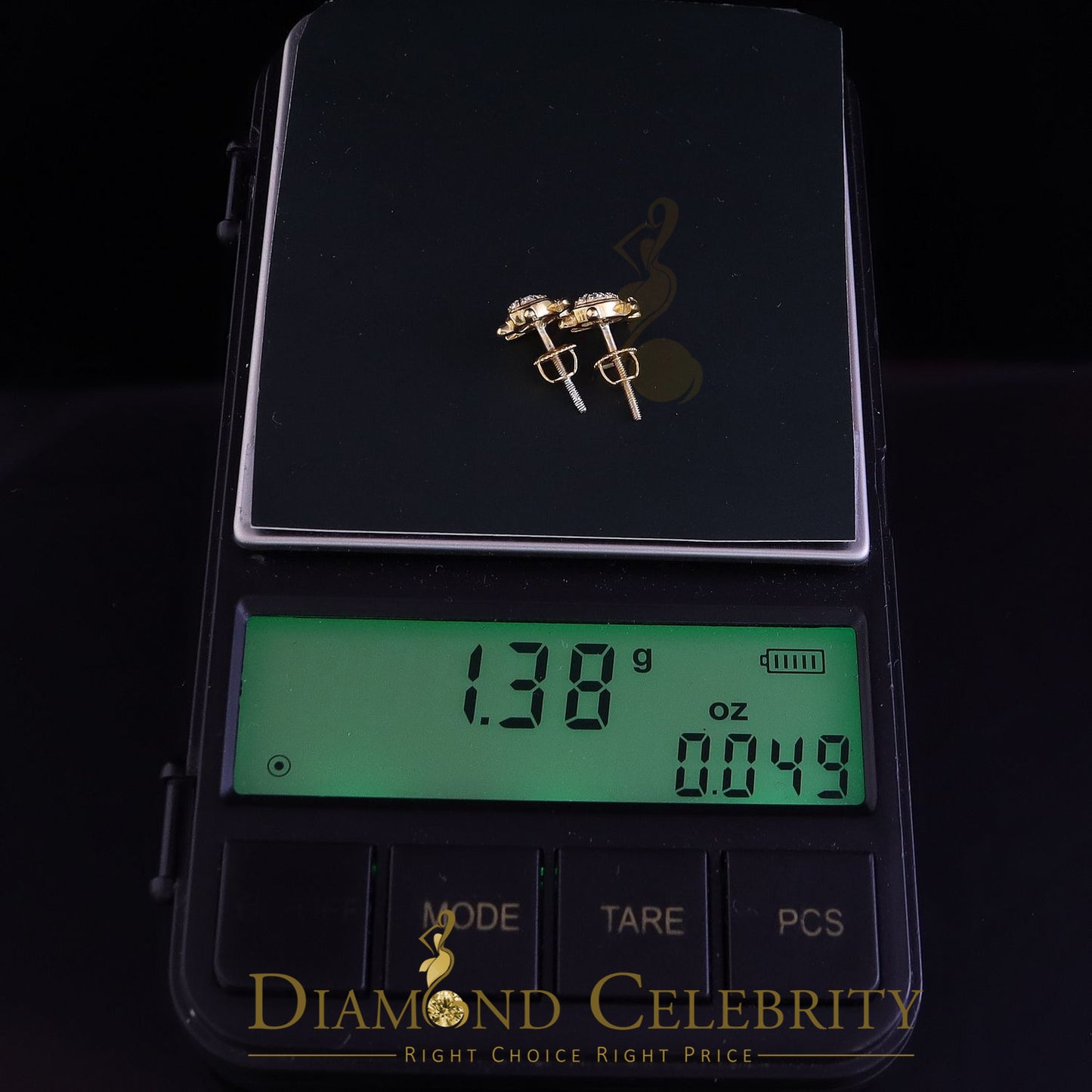 DiamondCelebritees  Women's 0.14ct Cubic Zirconia Turtle Stud Earrings Yellow 925 Sterling Silver