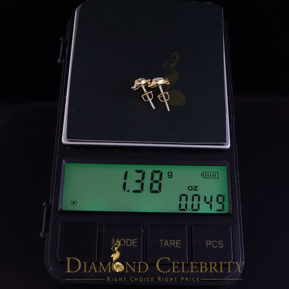 DiamondCelebritees  Women's 0.14ct Cubic Zirconia Turtle Stud Earrings Yellow 925 Sterling Silver