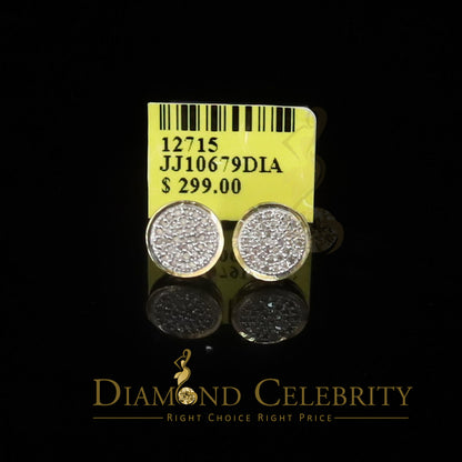 DiamondCelebritees 925 Yellow Silver Hip Hop 0.15ct Diamond For Men's & Women's Round Stud Earrings