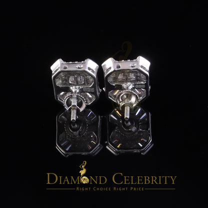 Diamondcelebritees 925 White Silver 1.25ct VVS 'D' Moissanite Rectangle Stud Earring Men's/Womens