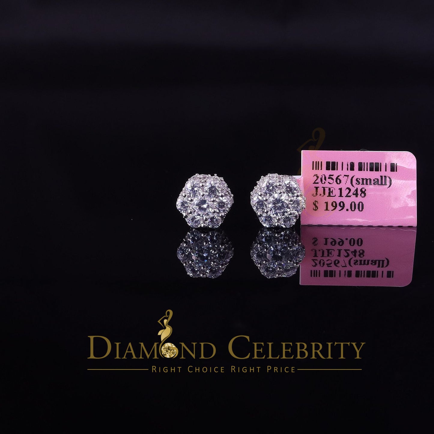 DiamondCelebritees  1.50ct Cubic Zirconia 925 White Silver Sterling Hip Hop Floral Women's Earrings