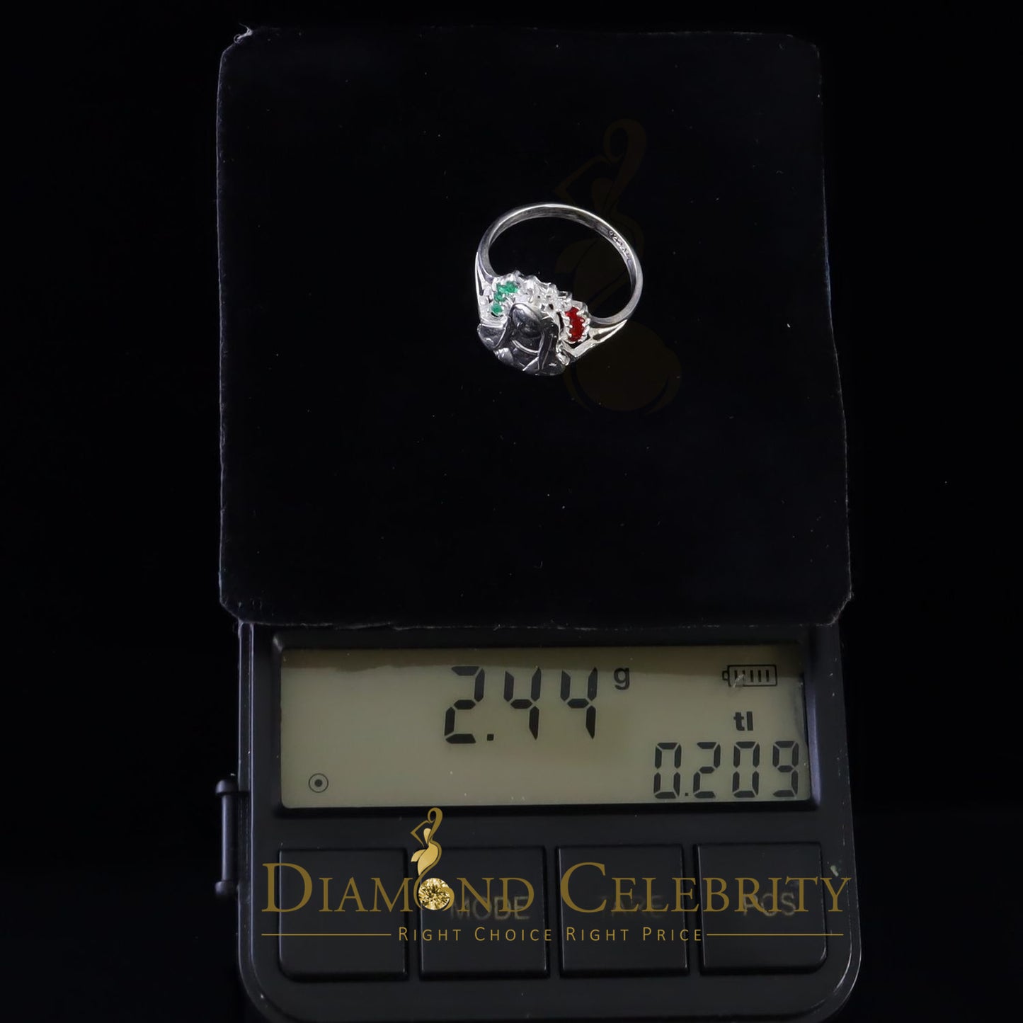 DiamondCelebritees Religious White 925 Silver Cubic Zirconia Mother Mary Face Women's Ring Size 7