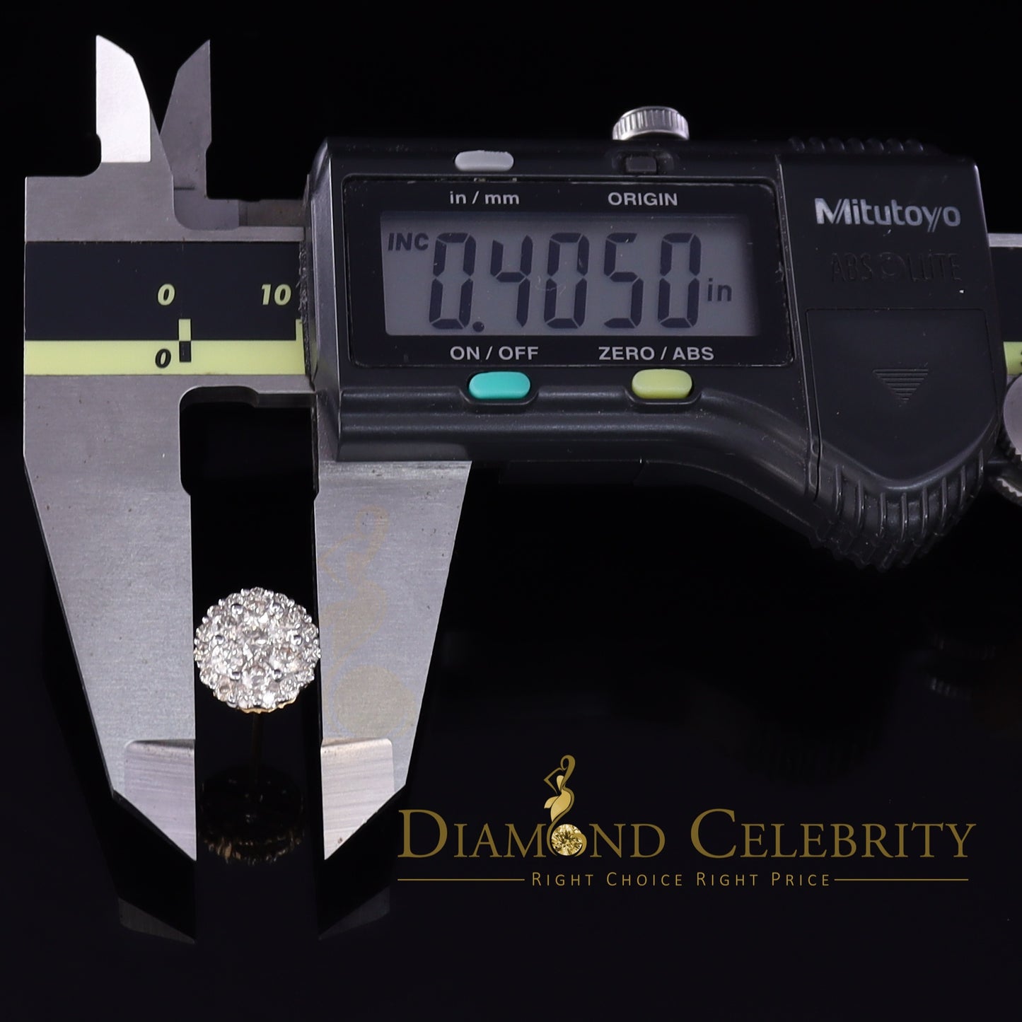 DiamondCelebritees 10K Real Yellow Gold w/Real 1.33 CT Diamond Men's/Women's Stud Earring