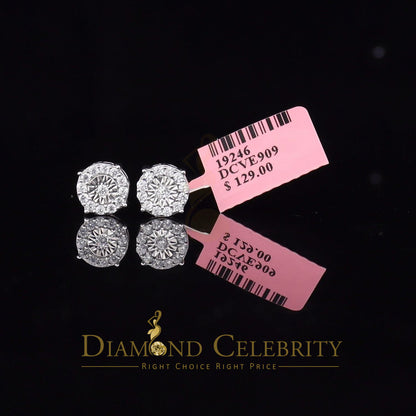 DiamondCelebritees  White Silver 1.12ct Cubic Zirconia 925 Women's & Men's Hip Hop Square Earrings