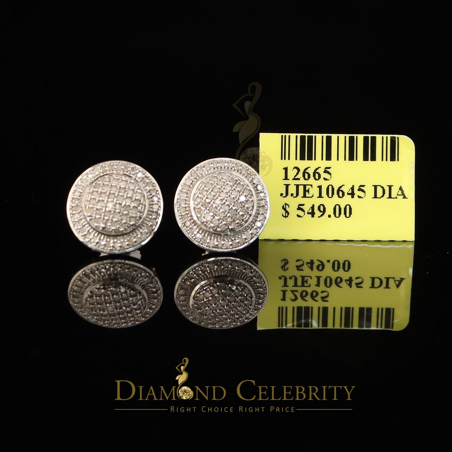 DiamondCelebritees Aretes Para Hombre Square 925 White Silver 0.33ct Diamond Women & Men Earrings