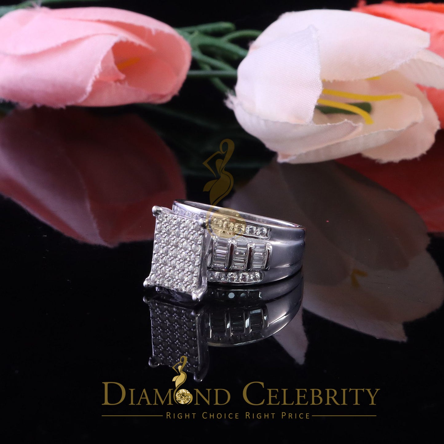 DiamondCelebritees 2.25ct Cubic Zirconia 925 White Silver Cinderella Engagement Women's Ring Size 8