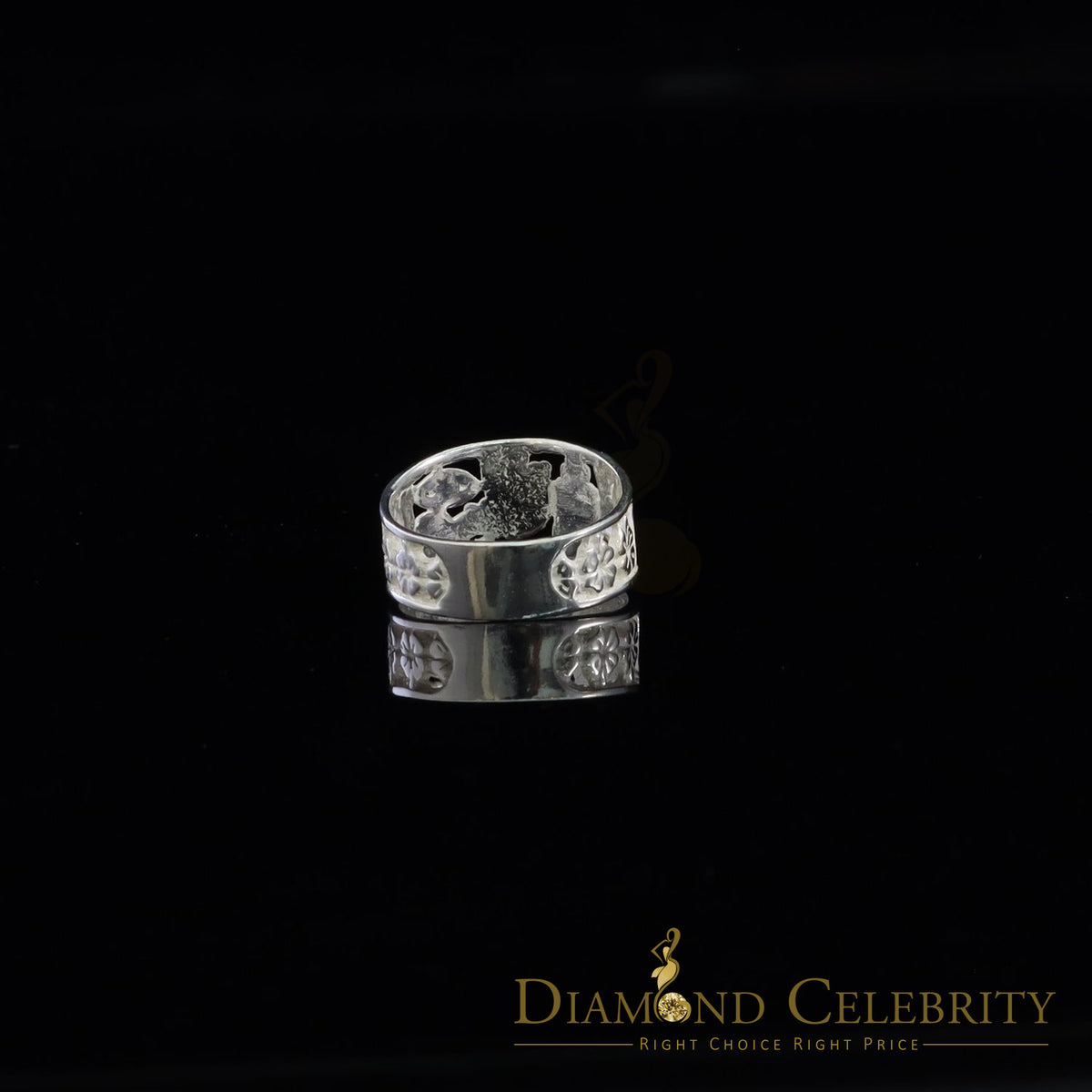 DiamondCelebritees Religious White 925 Sterling Silver Open Lucky Symbol Band Women's Ring SZ 7