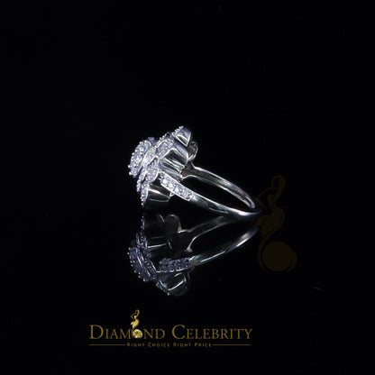 DiamondCelebritees 925 Sterling Silver White 2.10ct Cubic ZirconiaWide Flower Womens Ring Size7.5