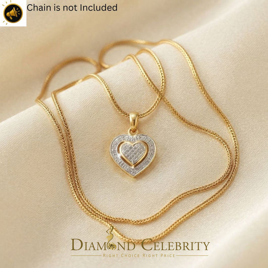 DiamondCelebritees  Real 0.25ct Diamond 925 Sterling Silver HEART Charm Necklace Pendant in Yellow
