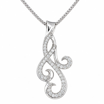 DiamondCelebritees 925 Sterling Silver 0.41ct Pave CZ Scroll White Flowing Swirl Fashion Pendant