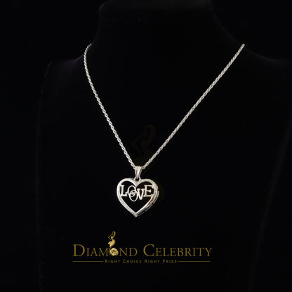 DiamondCelebritees  Real 0.15ct Diamond Sterling Silver LOVE HEART White Charm Necklace Pendant