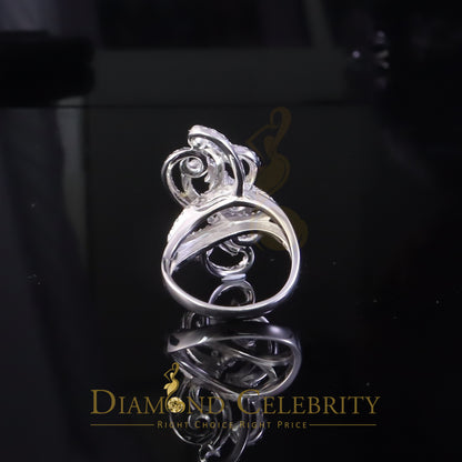 DiamondCelebritees 2.50 ct Cubic Zirconia 925 White Silver Cocktail Flower Womens Ring Size 8.5