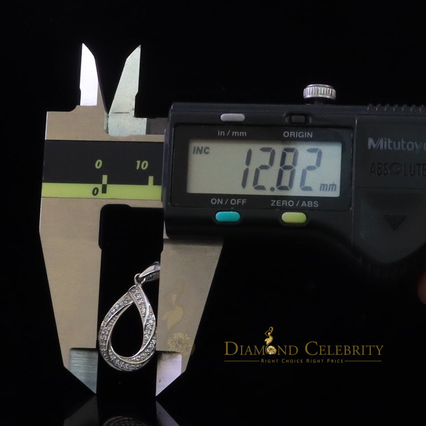 DiamondCelebritees White Sterling Silver Pendant with Charming Necklace Shape 0.37ct Cubic Zirconia