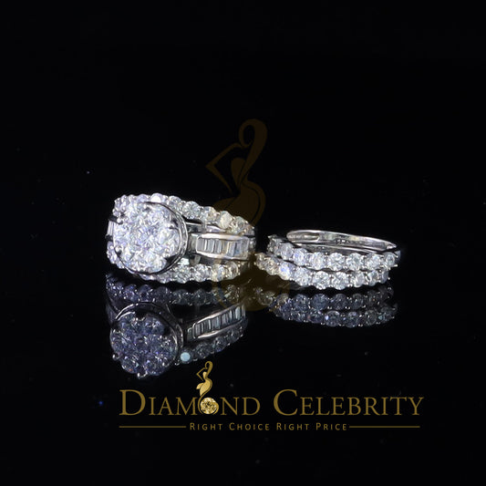 DiamondCelebritees 925 Sterling Womens 13.00ct White Cubic Zirconia Silver Trio Womens Ring Size 9