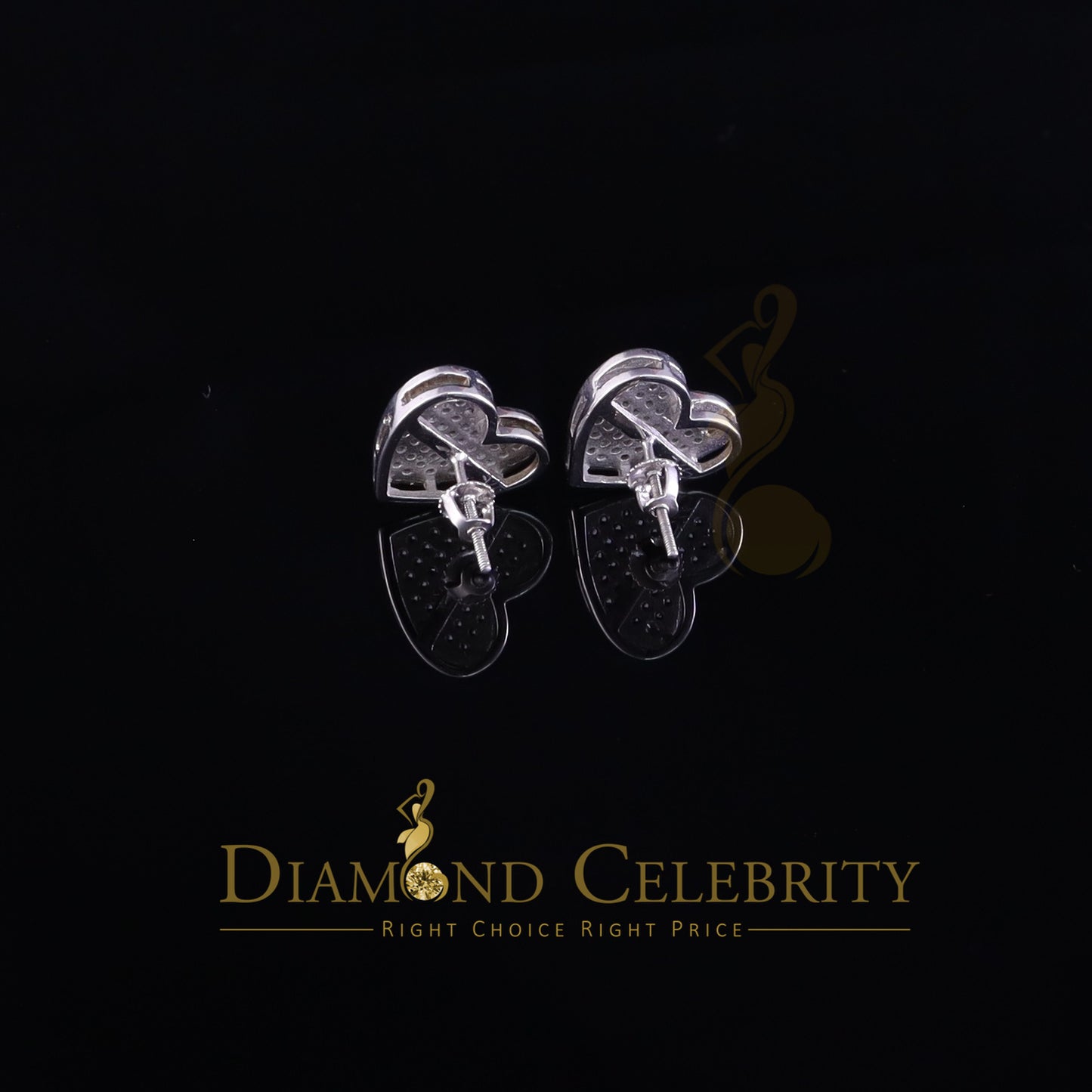 DiamondCelebritees  925 Sterling White Silver 0.71ct Cubic Zirconia Heart Women's Stud Earrings