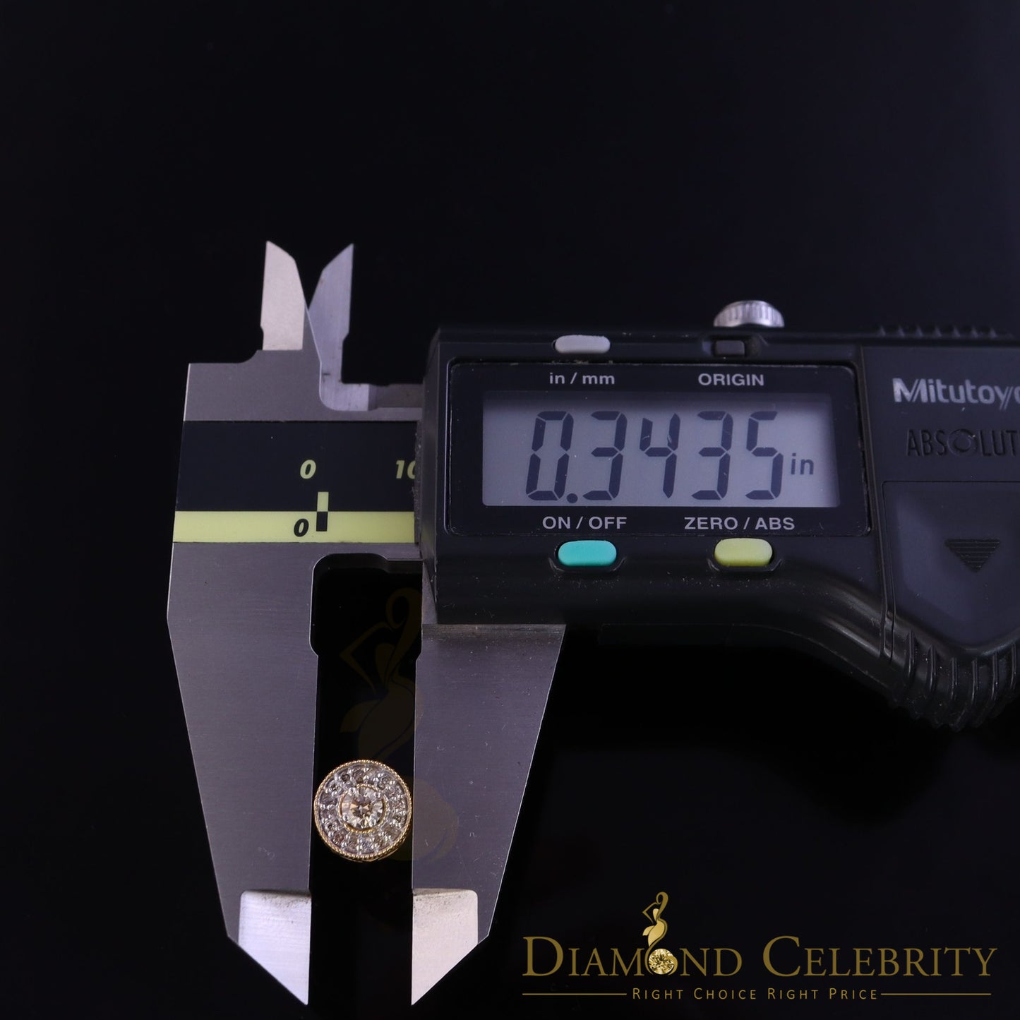 DiamondCelebritees Real 10k Yellow Gold Round Stud 0.50ct Earrings with Real Diamonds