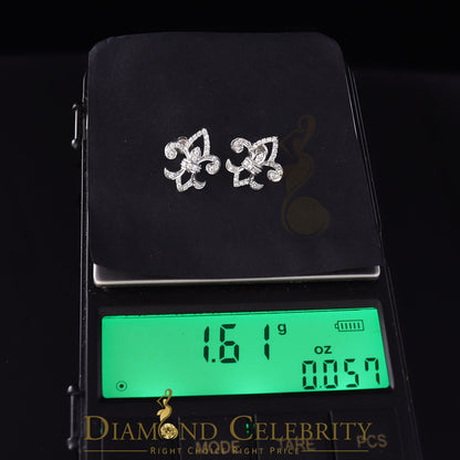 DiamondCelebritees  925 White Silver 0.60ct Cubic Zirconia Fleur de Lis Screw Back Women's Earrings