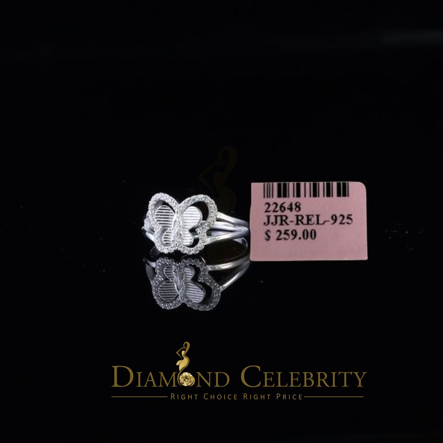 DiamondCelebritees Religious White Butterfly 925 Silver CZ Mother Mary Women's Ring Size 9.5