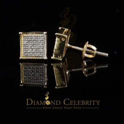 DiamondCelebritees 925 Sterling Yellow Silver 0.15ct Diamond Womens and Men's Square Stud Earrings