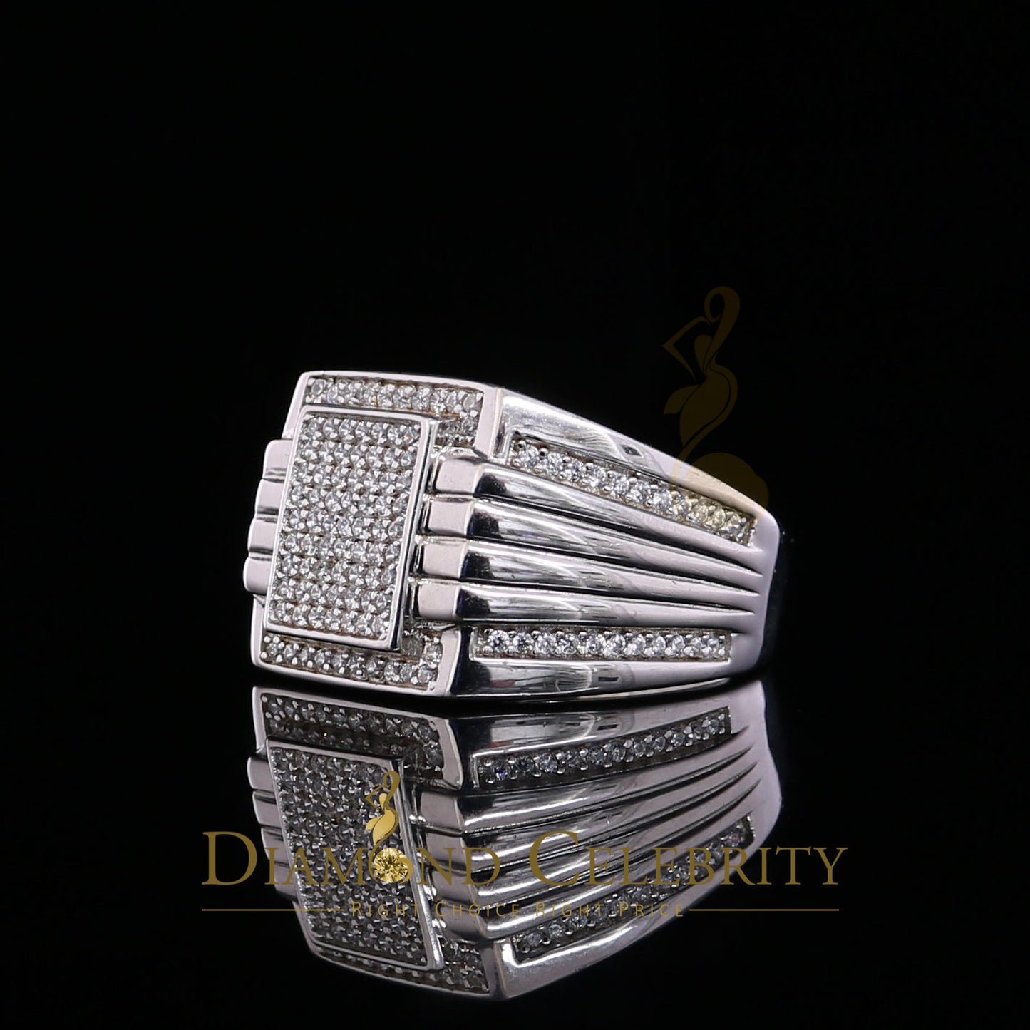 DiamondCelebritees 1.50ct Iced Out White Cubic Zirconia Fashion Luxury Big Ring For Men Size 11