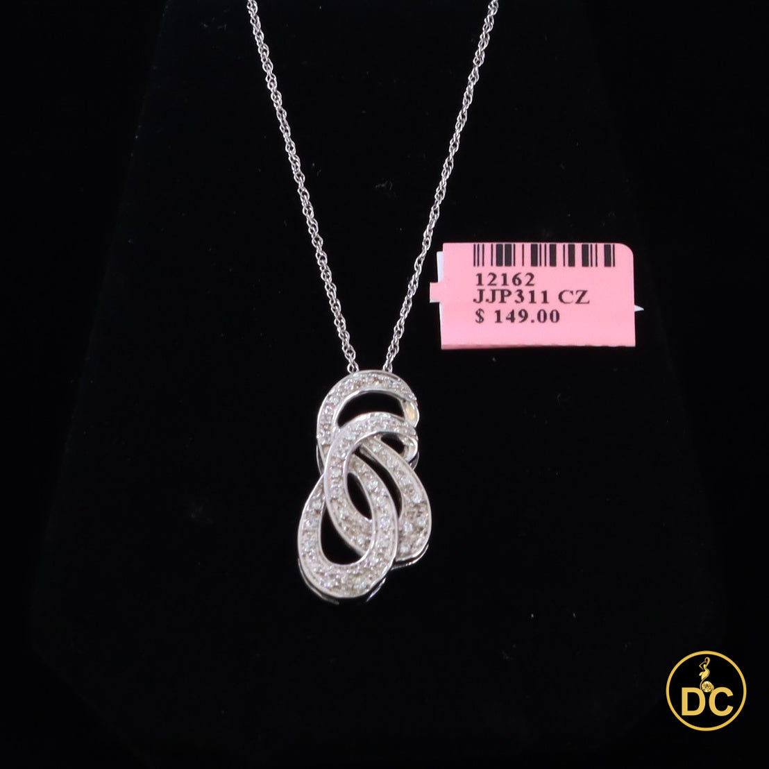 DiamondCelebritees 925 Sterling Silver 1inch Double Infinity Pendant Sparkling 0.28ct Cubic Zircon