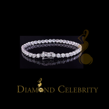 Diamondcelebritees  9ct Moissanite White 925 Silver Round Single Tennis Bracelete 6mm Thick 8" Long