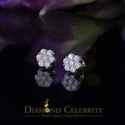 DiamondCelebritees 1.0ct Vvs 'D' Color Genuine Moissanite Stud FLORAL Earrings 10k Real White Gold