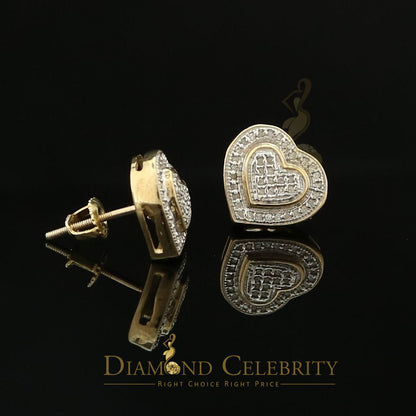 DiamondCelebritees Aretes Para Hombre Heart 925 Yellow Silver 0.20ct Diamond Women's /Men's Earring
