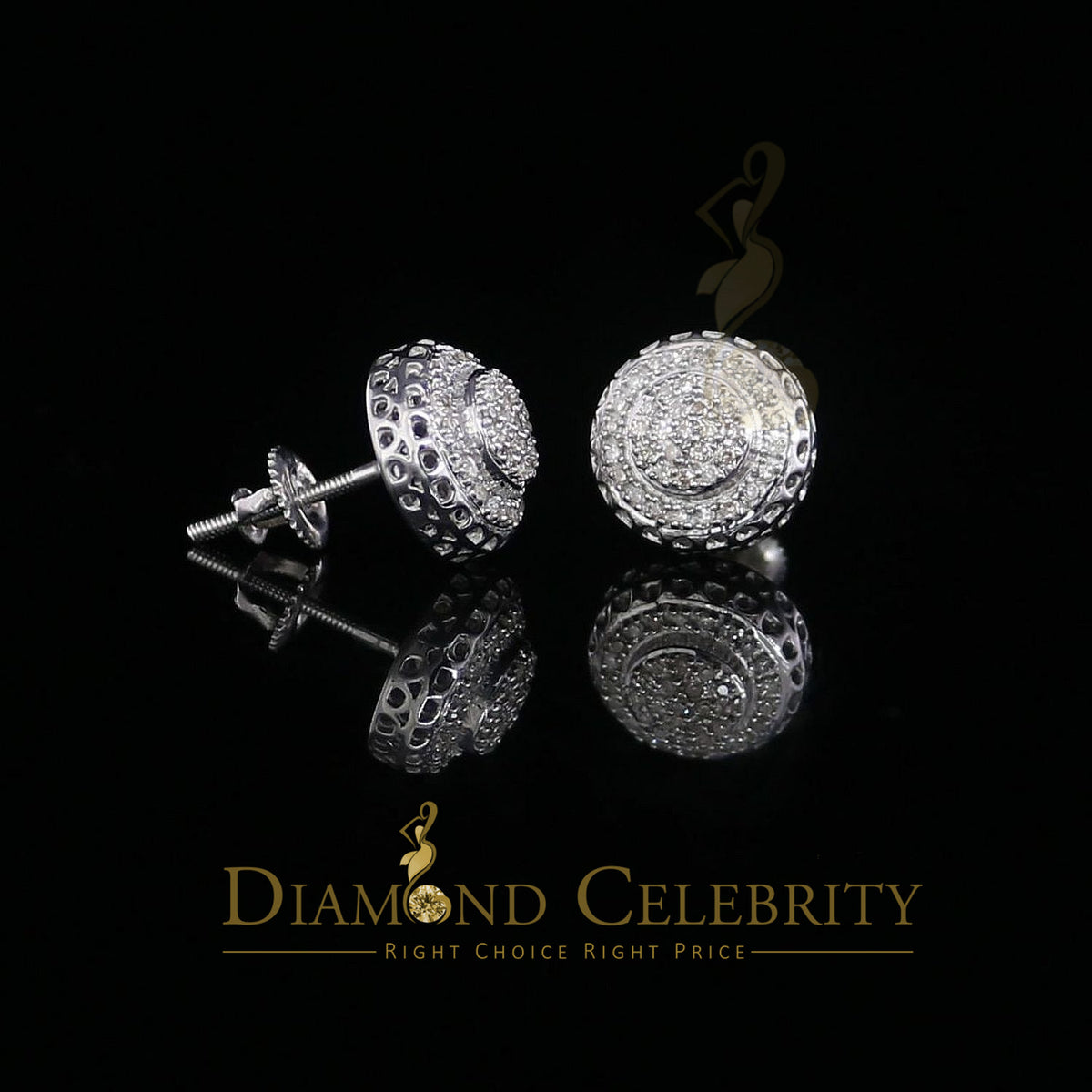 DiamondCelebritees 925 Sterling Silver 0.20ct Diamond For Women's/ Men's White Stud Round Earrings
